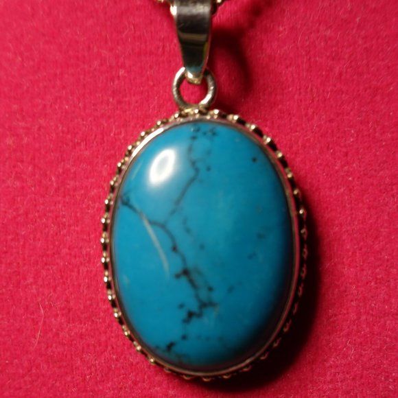 Vintage Turquoise Sterling Silver Pendant & 20" Chain (Host Pick!!) - Picture 2 of 12